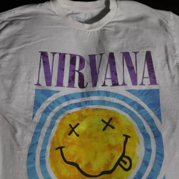 Nirvana T-Shirt Mens M White Music Hip Hop Come As You Are Smiley Face Graphic - Picture 3 of 8